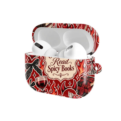 Good Girls Read Spicy Books AirPods case — open angled view