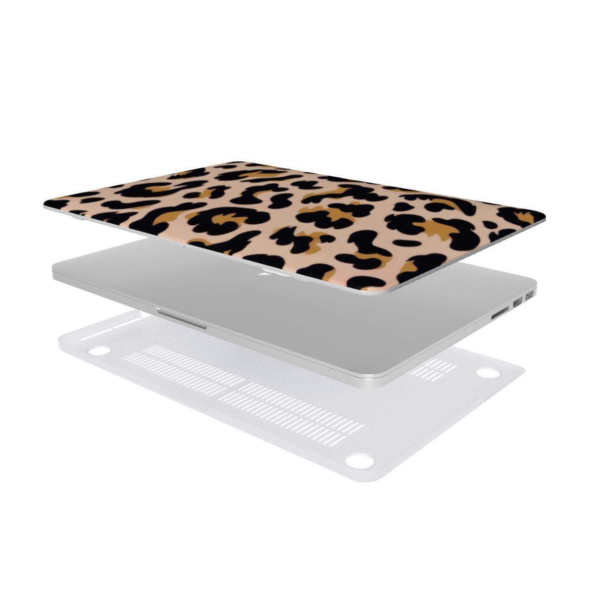 Blush Leopard MacBook case — hard-shell laptop cover, two-piece shell view