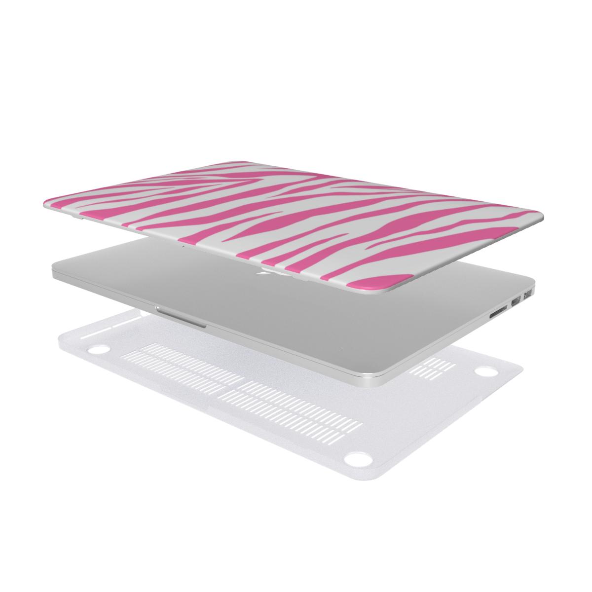 Pink Zebra MacBook case — hard-shell laptop cover, two-piece shell view