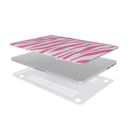 Pink Zebra MacBook case — hard-shell laptop cover, two-piece shell view