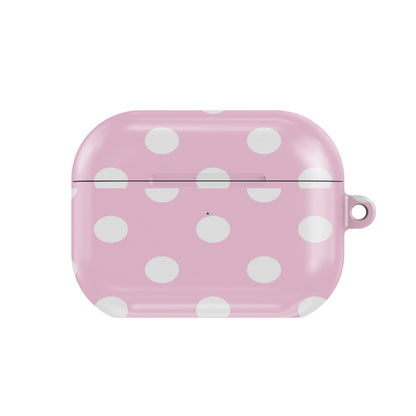 Bubblegum Polka Dot AirPods case — pink dot, closed front view