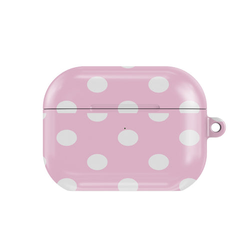 Bubblegum Polka Dot AirPods case — pink dot, closed front view