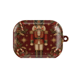 Nutcracker AirPods case — festive christmas, closed front view
