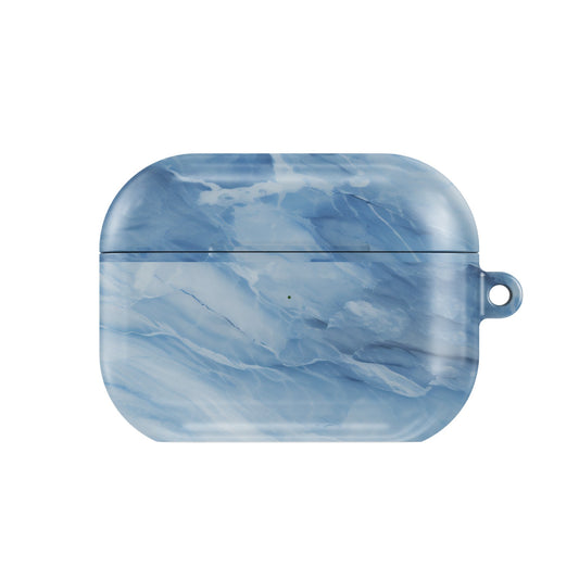 Blue Marble AirPods case — cornflower & slate, closed front view