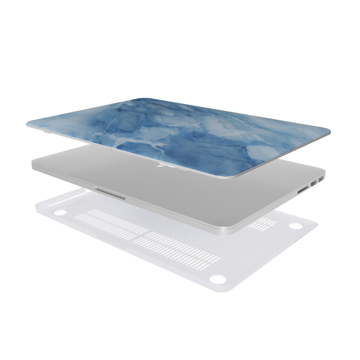 Blue Marble MacBook case — hard-shell laptop cover, two-piece shell view