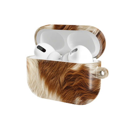 Chestnut Cowhide AirPods case — open angled view