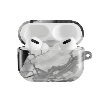 Black & White Marble AirPods case — open front view