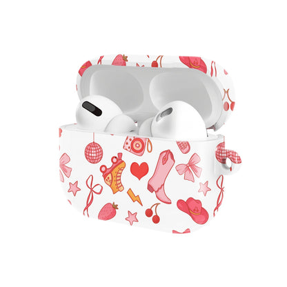 Coquette Cowgirl AirPods case — open angled view