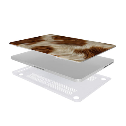 Chestnut Cowhide MacBook case — hard-shell laptop cover, two-piece shell view