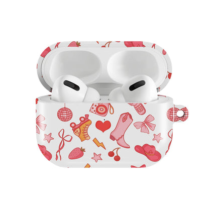 Coquette Cowgirl AirPods case — open front view