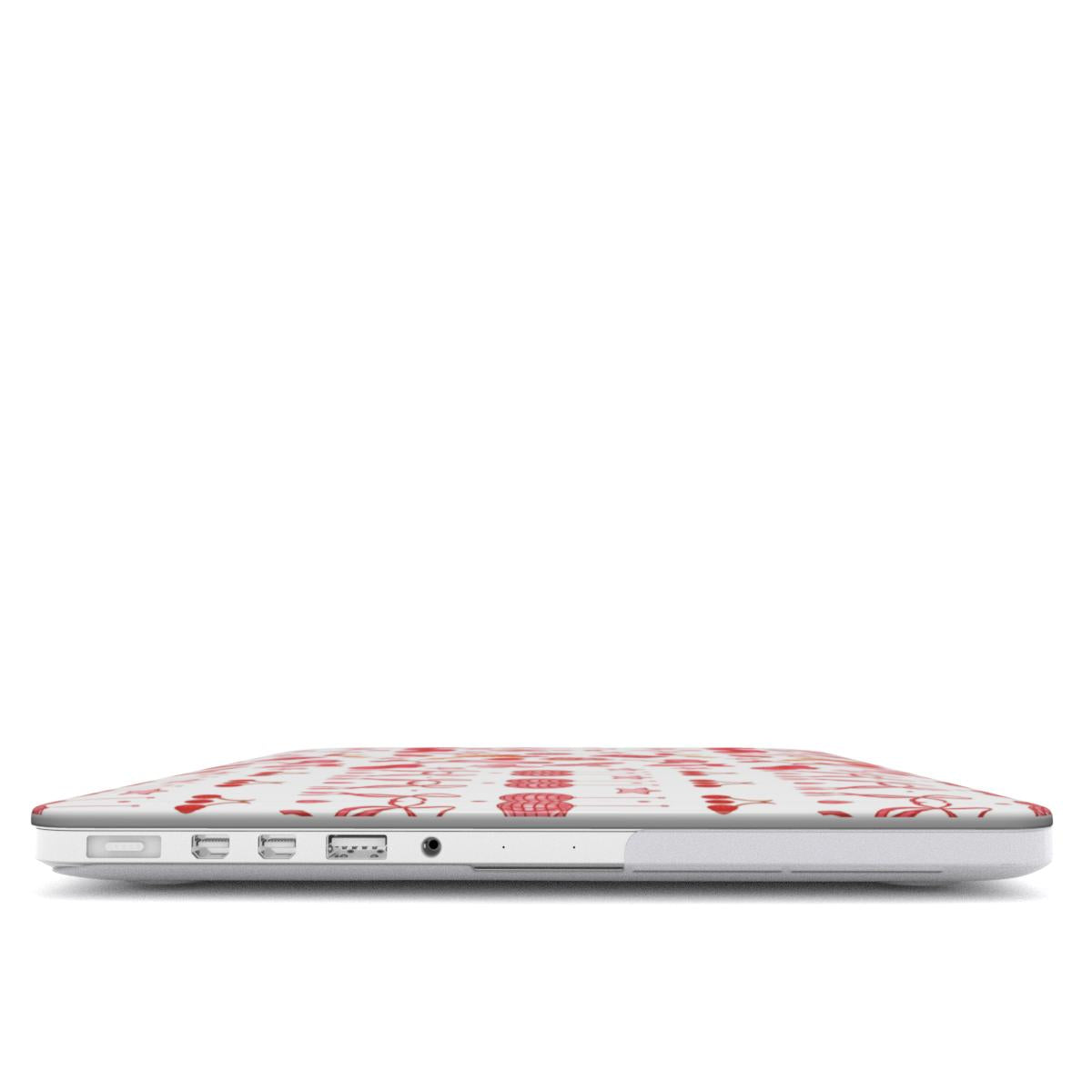 Coquette Cowgirl MacBook case — hard-shell laptop cover, side view with ports