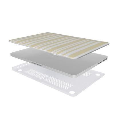 Butter Ticking Stripe MacBook case — hard-shell laptop cover, two-piece shell view