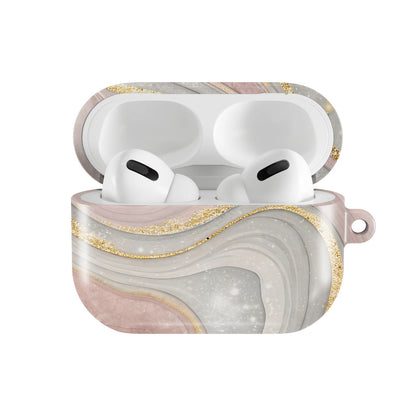 Rose Quartz Marble AirPods case — open front view