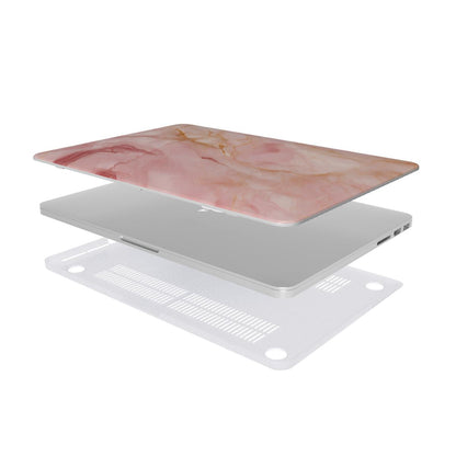 Rose Marble MacBook case — hard-shell laptop cover, two-piece shell view