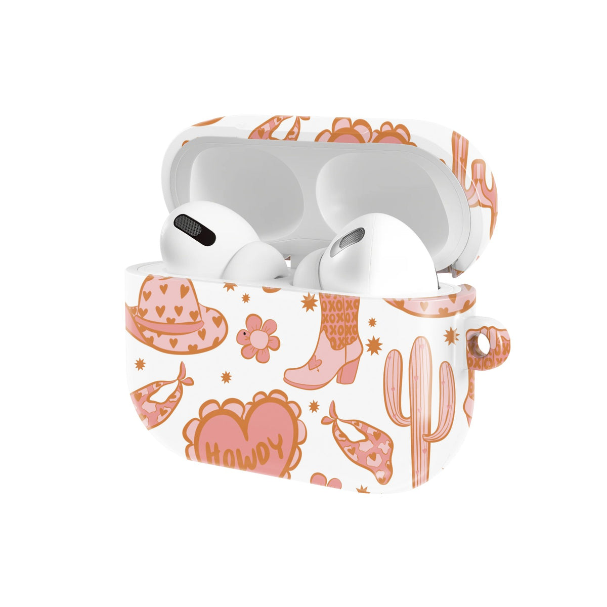 Howdy Western AirPods case — open angled view
