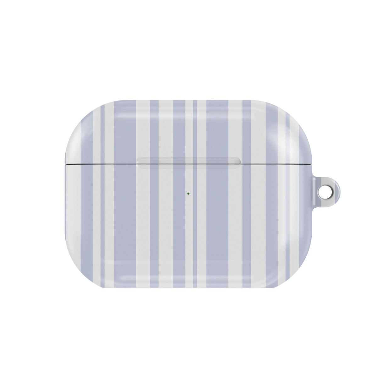 Periwinkle Ticking Stripe AirPods case — periwinkle, closed front view
