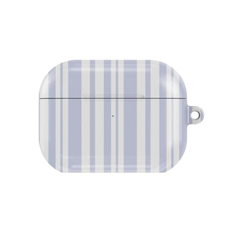 Periwinkle Ticking Stripe AirPods case — periwinkle, closed front view