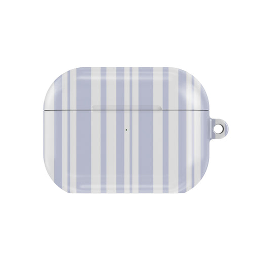 Periwinkle Ticking Stripe AirPods case — periwinkle, closed front view