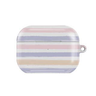 Pastel Brushstroke Stripe AirPods case — pastel, closed front view