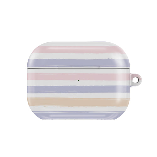 Pastel Brushstroke Stripe AirPods case — pastel, closed front view