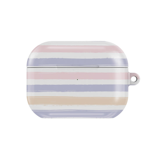 Pastel Brushstroke Stripe AirPods case — pastel, closed front view