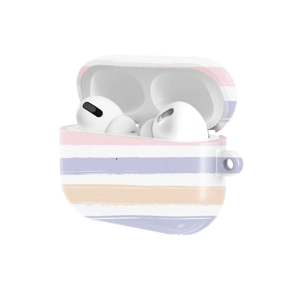Pastel Brushstroke Stripe AirPods case — open angled view