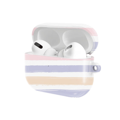 Pastel Brushstroke Stripe AirPods case — open angled view