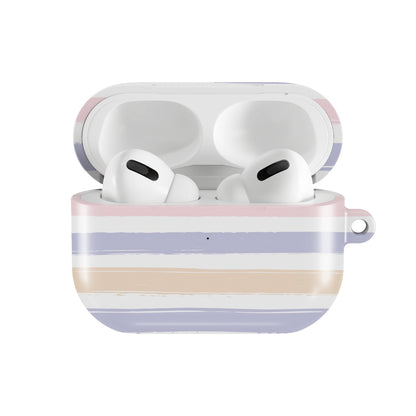 Pastel Brushstroke Stripe AirPods case — open front view