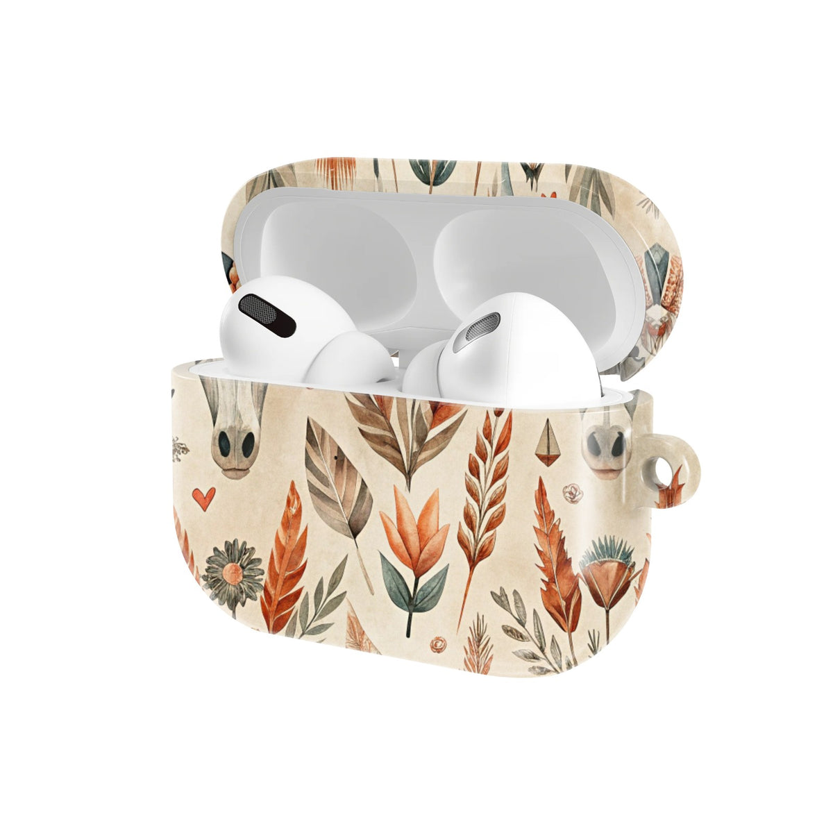 Desert Longhorn AirPods case — open angled view