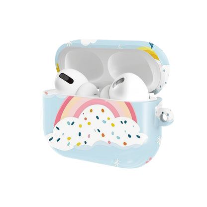 Rainbow Meadow AirPods case — open angled view
