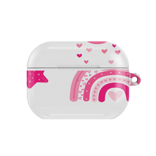 Pink Rainbow AirPods case — pink rainbow, closed front view