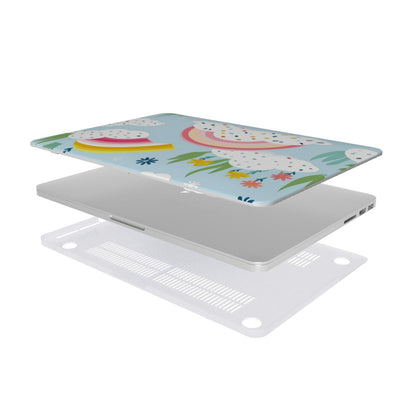 Rainbow Meadow MacBook case — hard-shell laptop cover, two-piece shell view