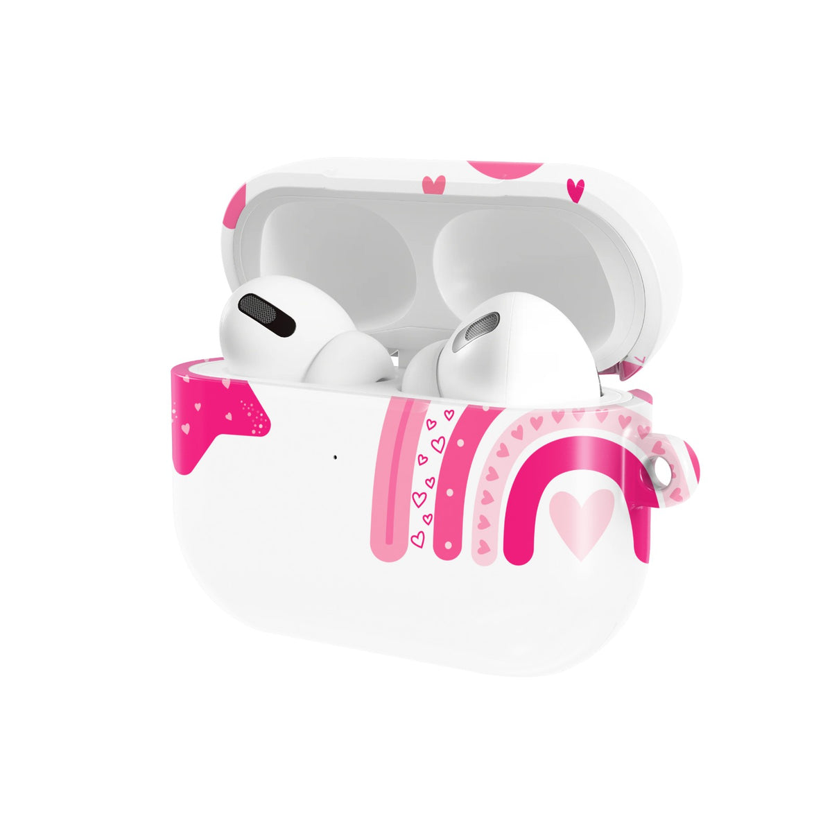 Pink Rainbow AirPods case — open angled view
