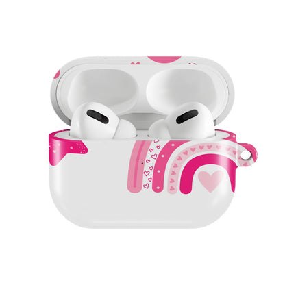 Pink Rainbow AirPods case — open front view