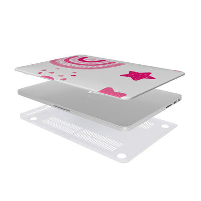 Pink Rainbow MacBook case — hard-shell laptop cover, two-piece shell view