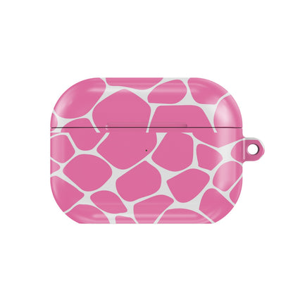 Pink Giraffe AirPods case — pink animal print, closed front view