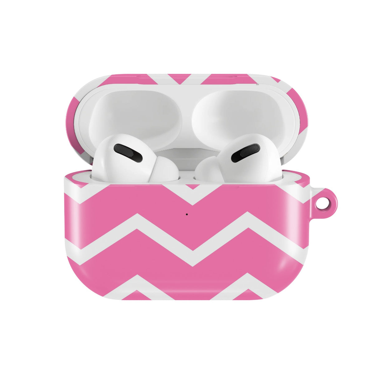 Pink Chevron AirPods case — open front view