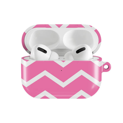 Pink Chevron AirPods case — open front view