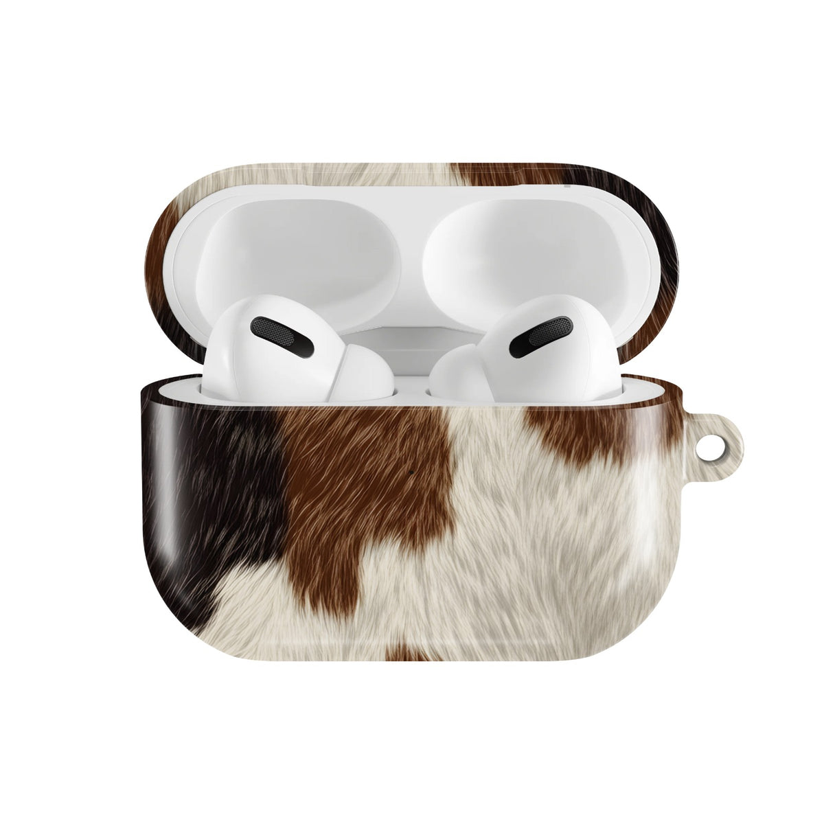 Brown Cowhide AirPods case — open front view