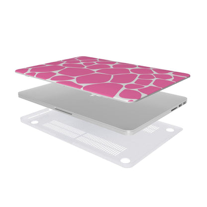 Pink Giraffe MacBook case — hard-shell laptop cover, two-piece shell view