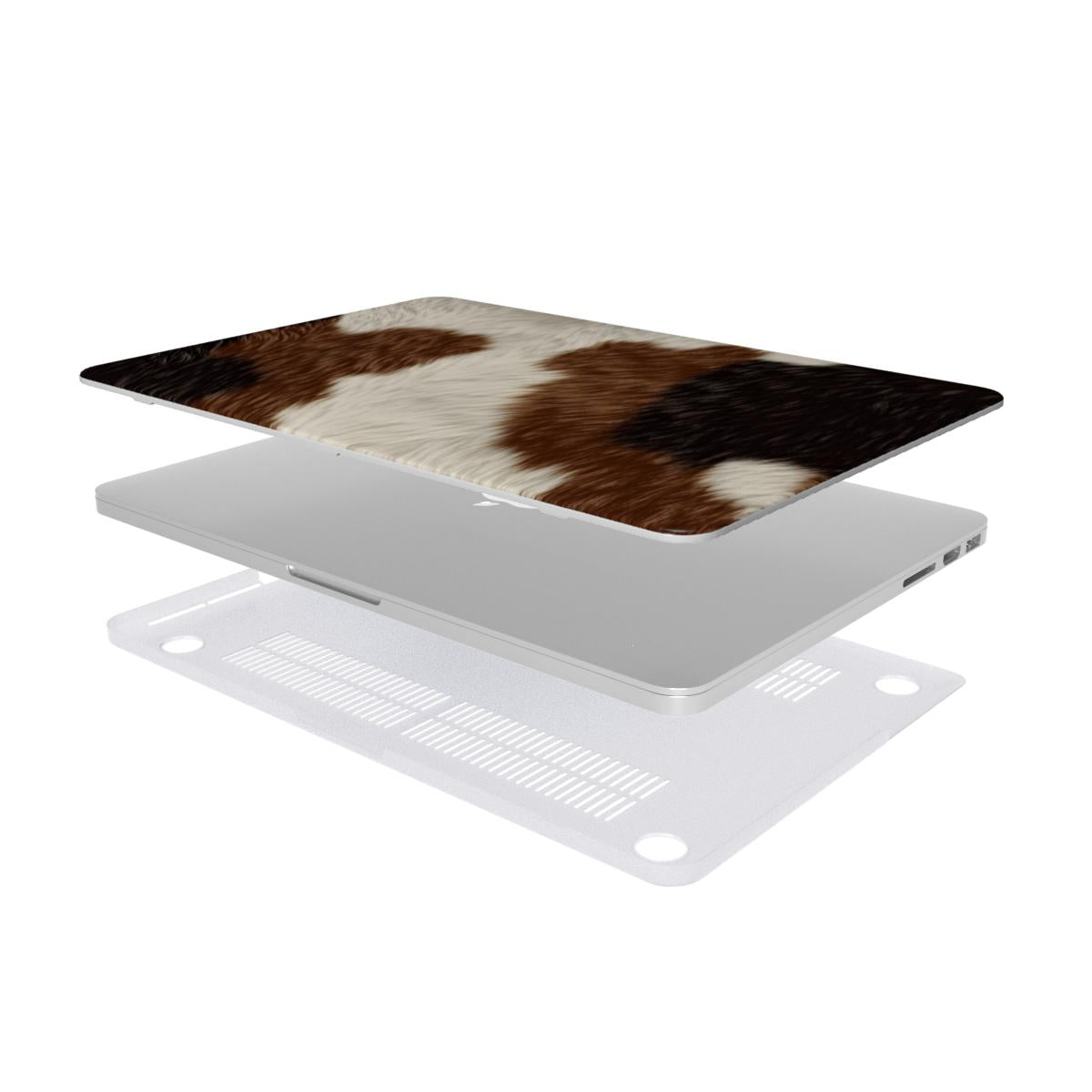 Brown Cowhide MacBook case — hard-shell laptop cover, two-piece shell view