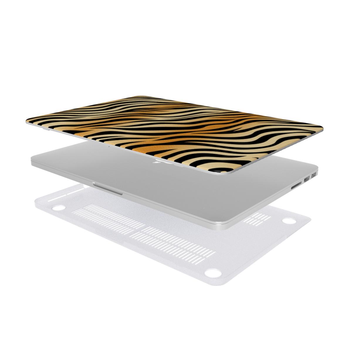 Tiger Stripe MacBook case — hard-shell laptop cover, two-piece shell view
