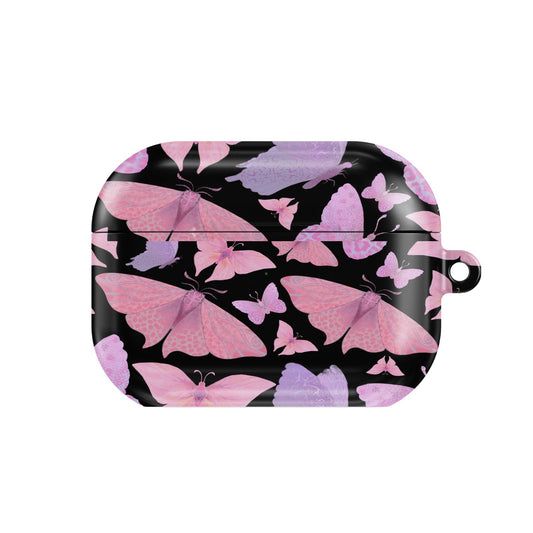 Pink Butterfly Flutter AirPods case — butterfly, closed front view