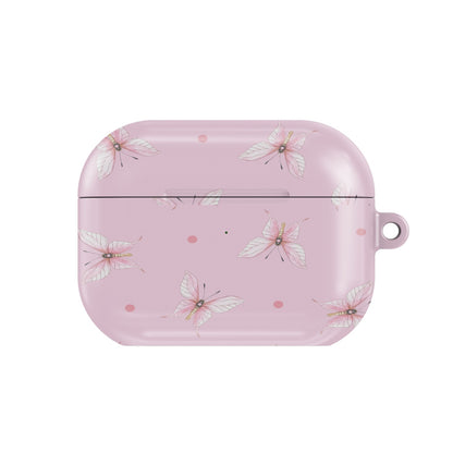 Pink Butterfly Dot AirPods case — butterfly, closed front view