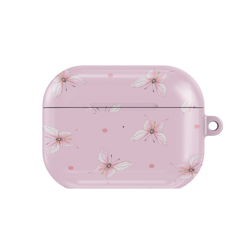 Pink Butterfly Dot AirPods case — butterfly, closed front view
