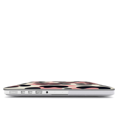 Pink Leopard MacBook case — hard-shell laptop cover, side view with ports