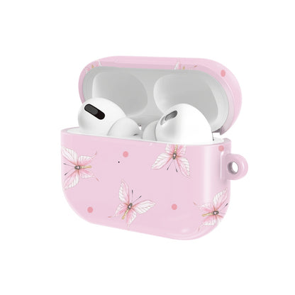 Pink Butterfly Dot AirPods case — open angled view