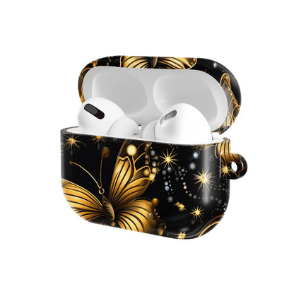 Starlit Gold Butterfly AirPods case — open angled view