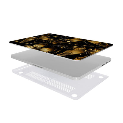 Starlit Gold Butterfly MacBook case — hard-shell laptop cover, two-piece shell view