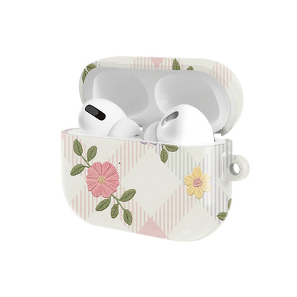 Cottage Floral Lattice AirPods case — open angled view